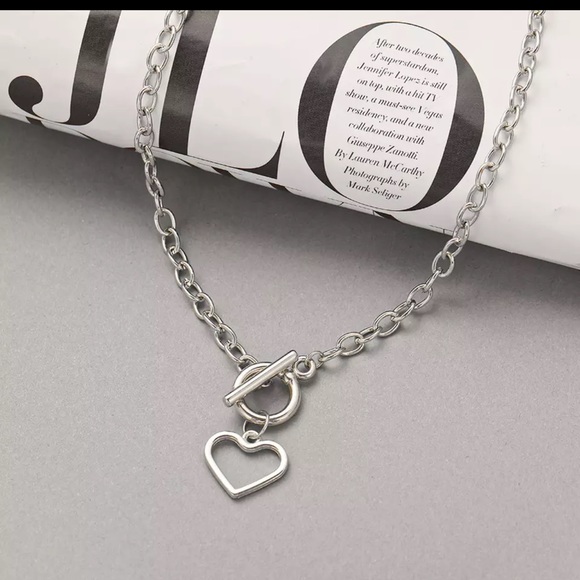 New Boho Heart Sterling Silver Chunky Chain Link Chocker Necklace - Picture 4 of 12